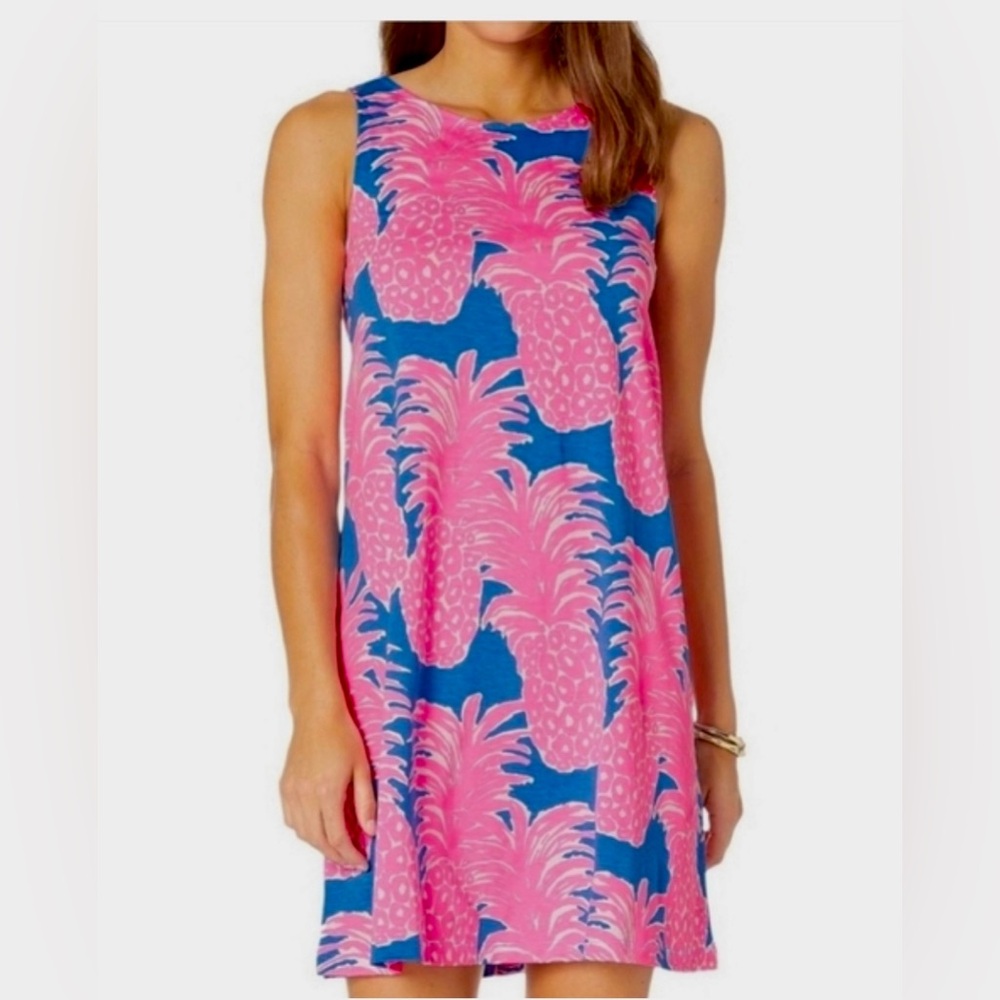 Lilly Pulitzer “Blue Haven Little Flamenco" Pineapple Kristen Womens Dress XL - Picture 2 of 7